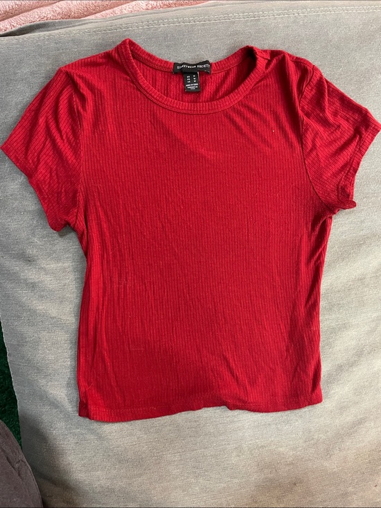 Streetwear Society Tops - Streetwear Society Red Ribbed Short Sleeve Tee